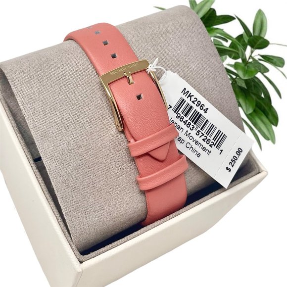 ???NWT ???MICHAEL KORS Three-Hand Grapefruit Leather Watch MK2964 main image 4